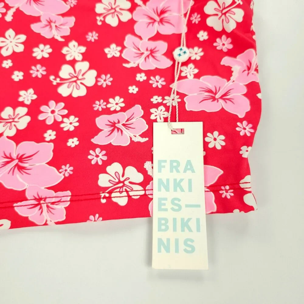 NWT Frankies Bikinis Keira Floral One Shoulder Bikini Top Coconut Girl 90s Y2k